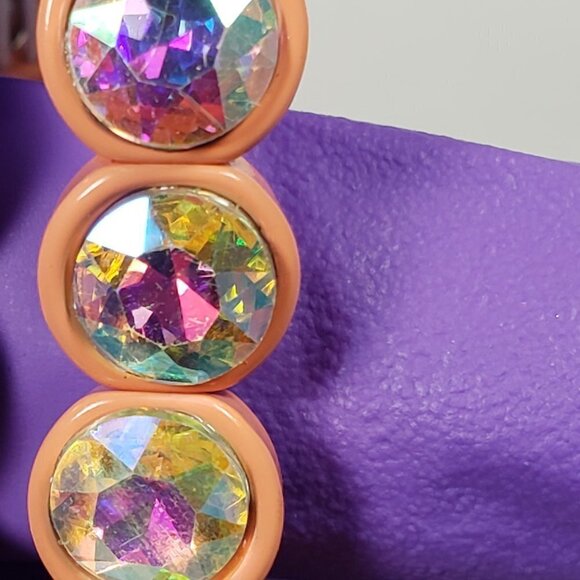 Set of 2 Bracelets - Red & Salmon Pink with Colorful Round Crystal Stone - Women - Picture 5 of 7